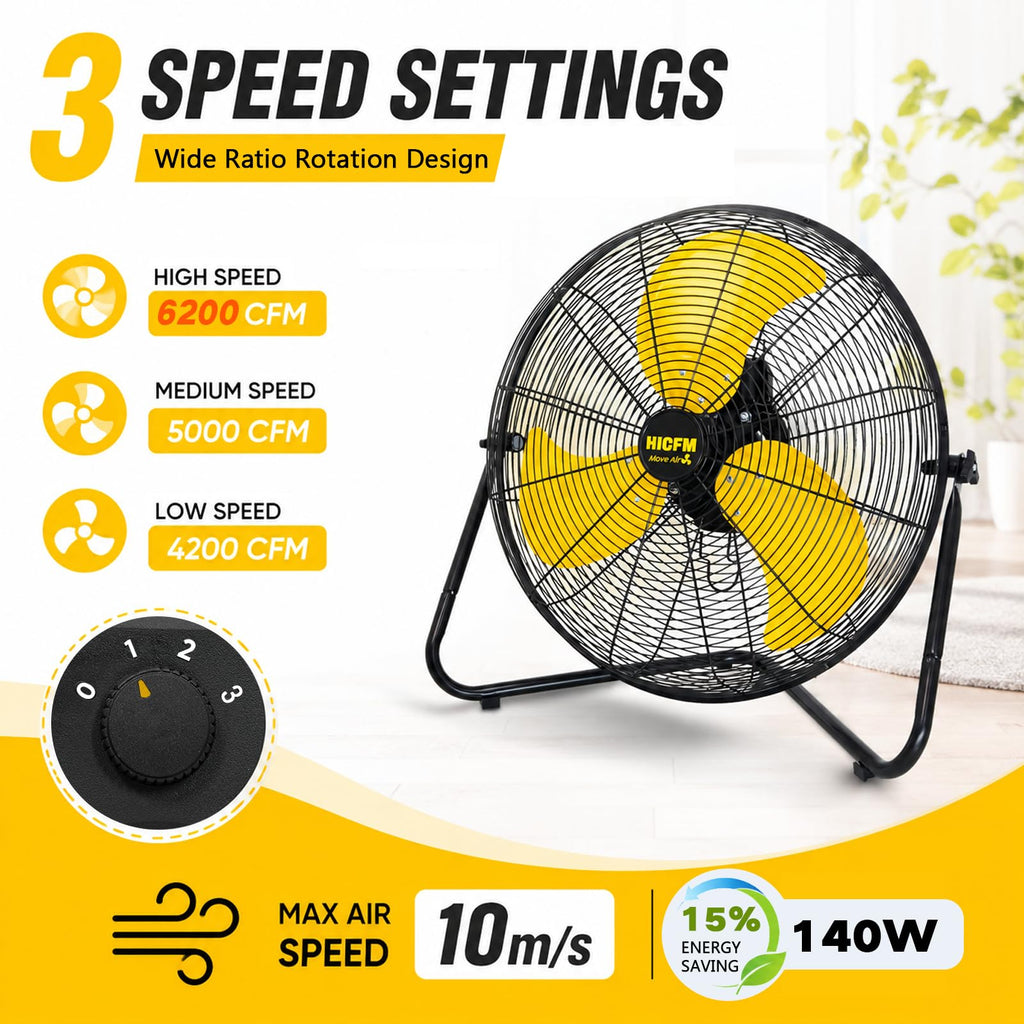 20" 6200 CFM High Velocity Metal Floor Fan B363
