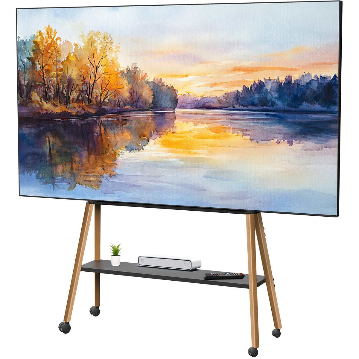 43 to 75 inch Adjustable Mobile TV Stand with Walnut Legs D630990