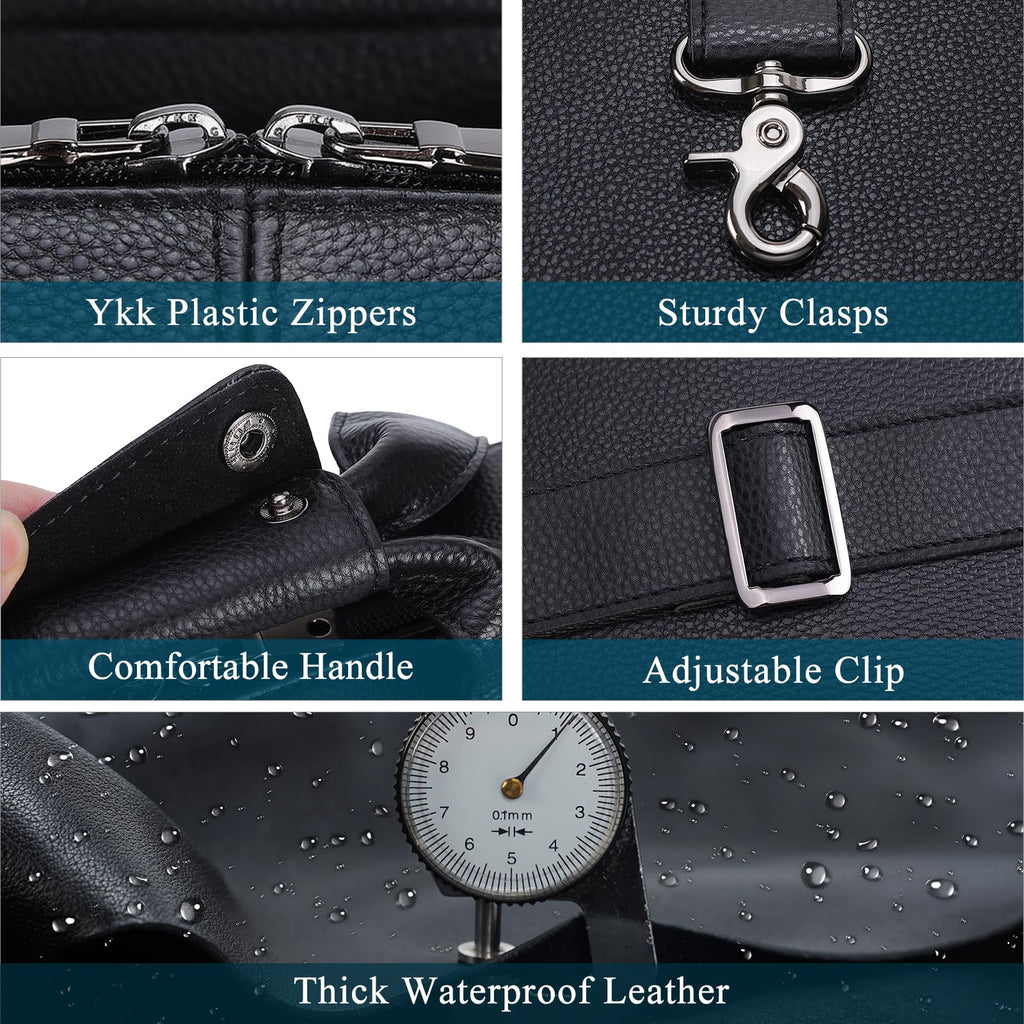 Black Leather 16 Inch Laptop Briefcase Bag E35246