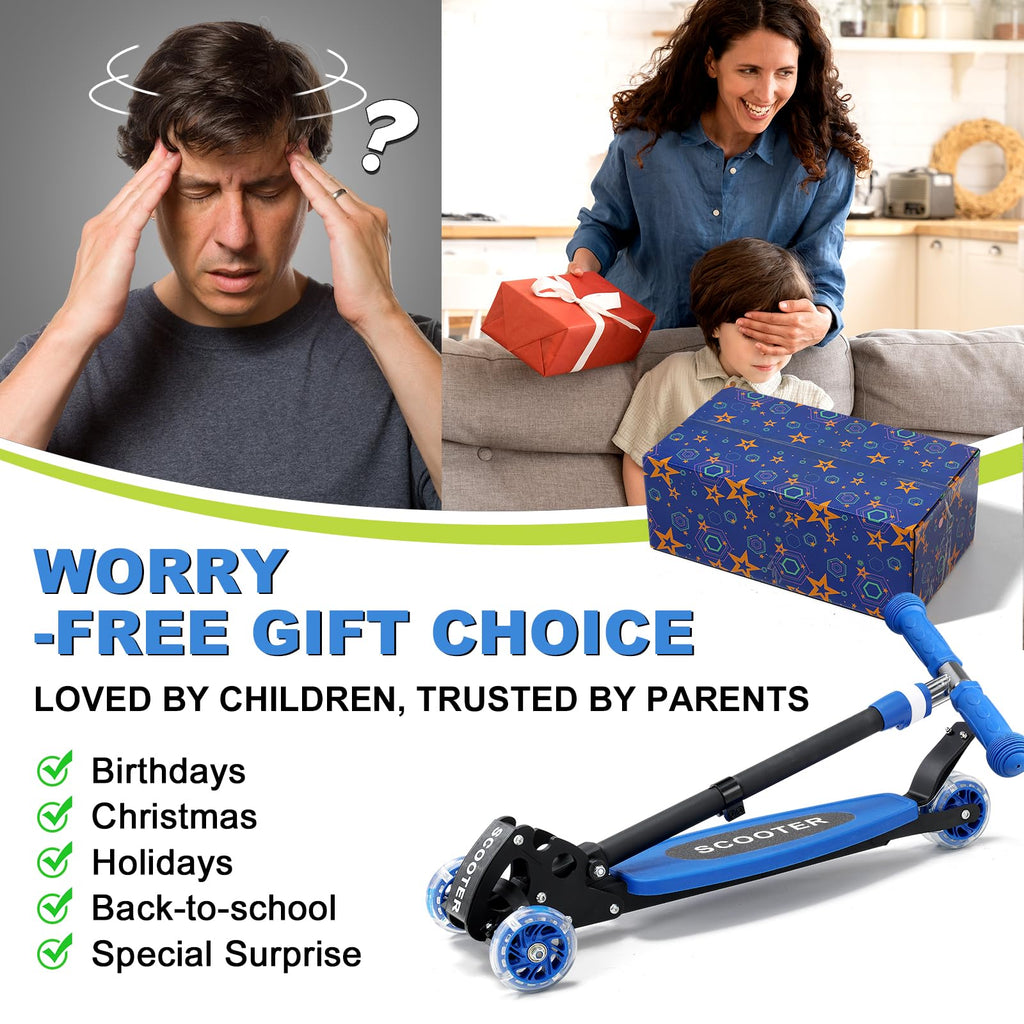 Light up 3 Wheels Folding Kick Scooter with Adjustable Handlebar C910