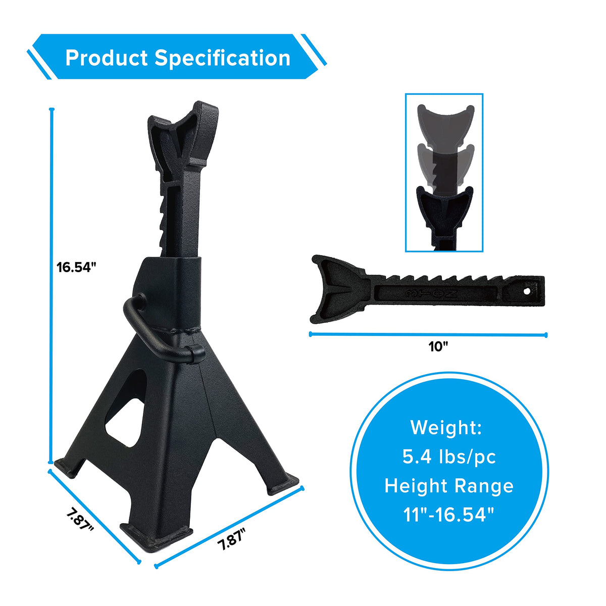2.5 Ton Steel Floor Jack and 3 Ton Black Jack Stands X58081
