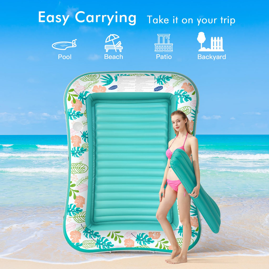 2 Pack Inflatable Pool Float Mat & 75" x 51" Tanning Pool Lounger B3869