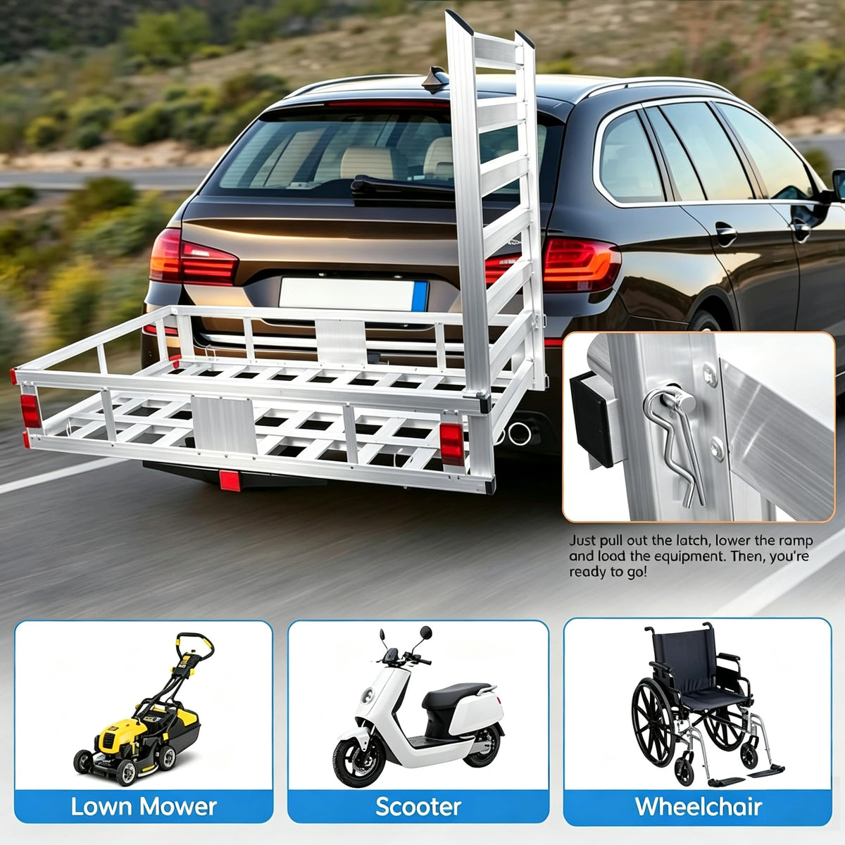 48"x29.5" Aluminum Wheelchair Scooter Mobility Carrier R880