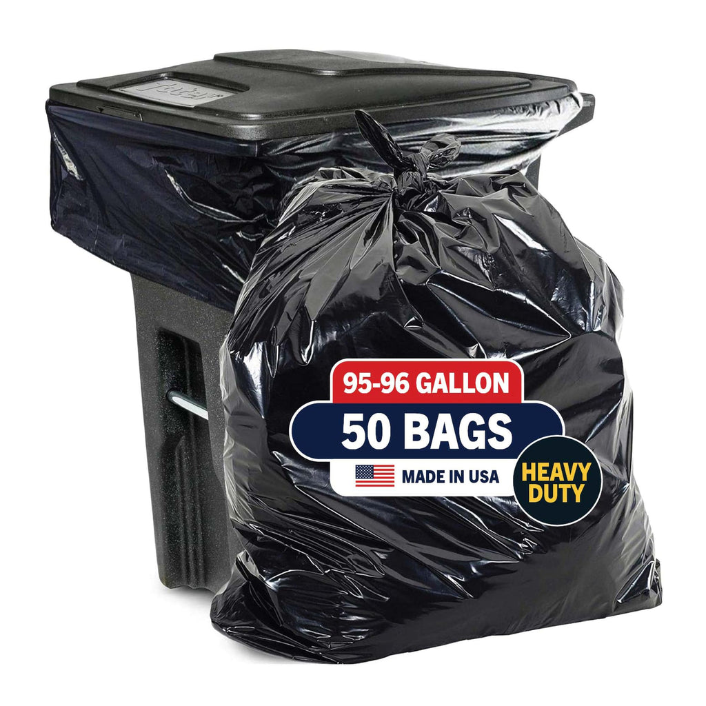 95-96 Gallon Heavy Duty Black Garbage Bags 50 Count X455