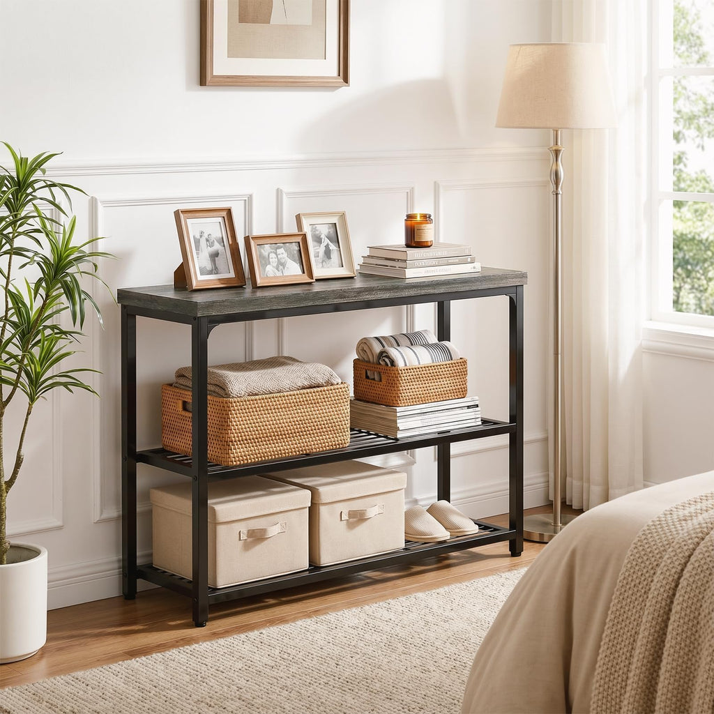 32" 3-Tier Oak Grey Console Table P421440