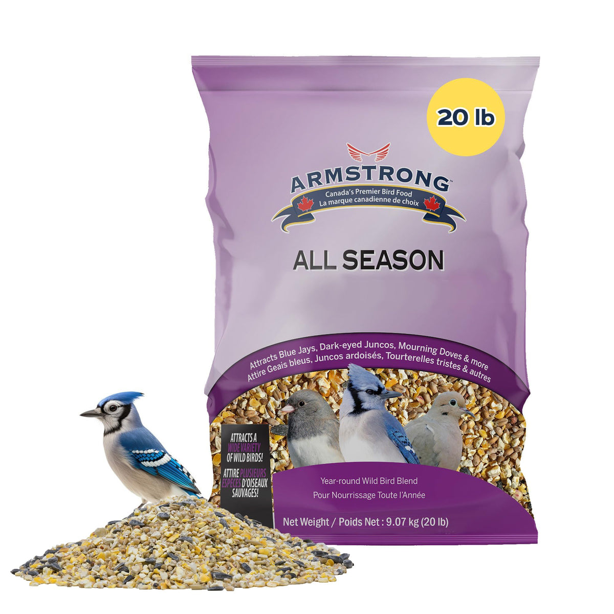 20 Pounds Bird Seed Blend with Cut Corn, Wheat, White & Red Millet, Black Oil Sunflower Seeds F654939