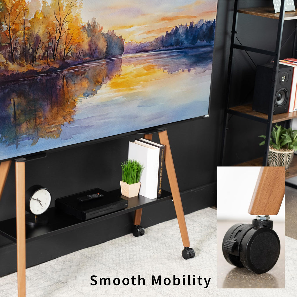43 to 75 inch Adjustable Mobile TV Stand with Walnut Legs D630990