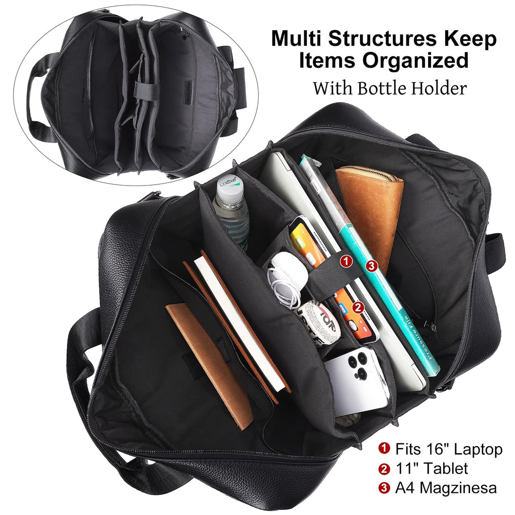 Black Leather 16 Inch Laptop Briefcase Bag E35246