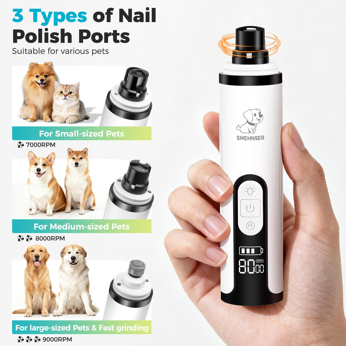 Silent Cordless Dog Nail Grinder U701626