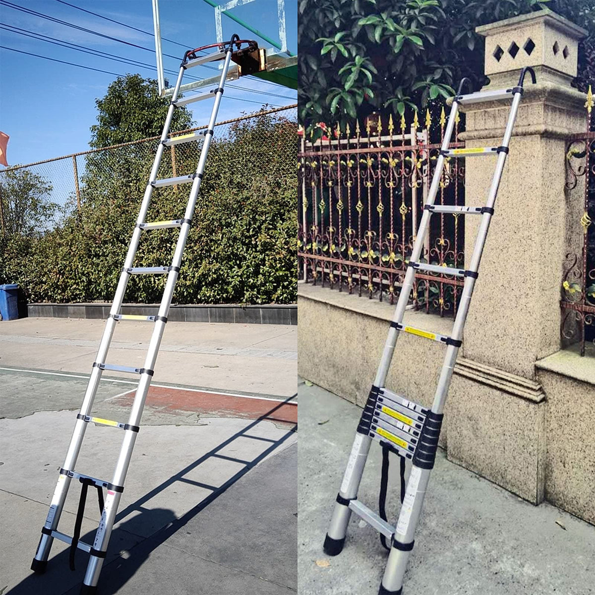 20.5FT Aluminum Telescoping Ladder with 2 Detachable Hooks T65929