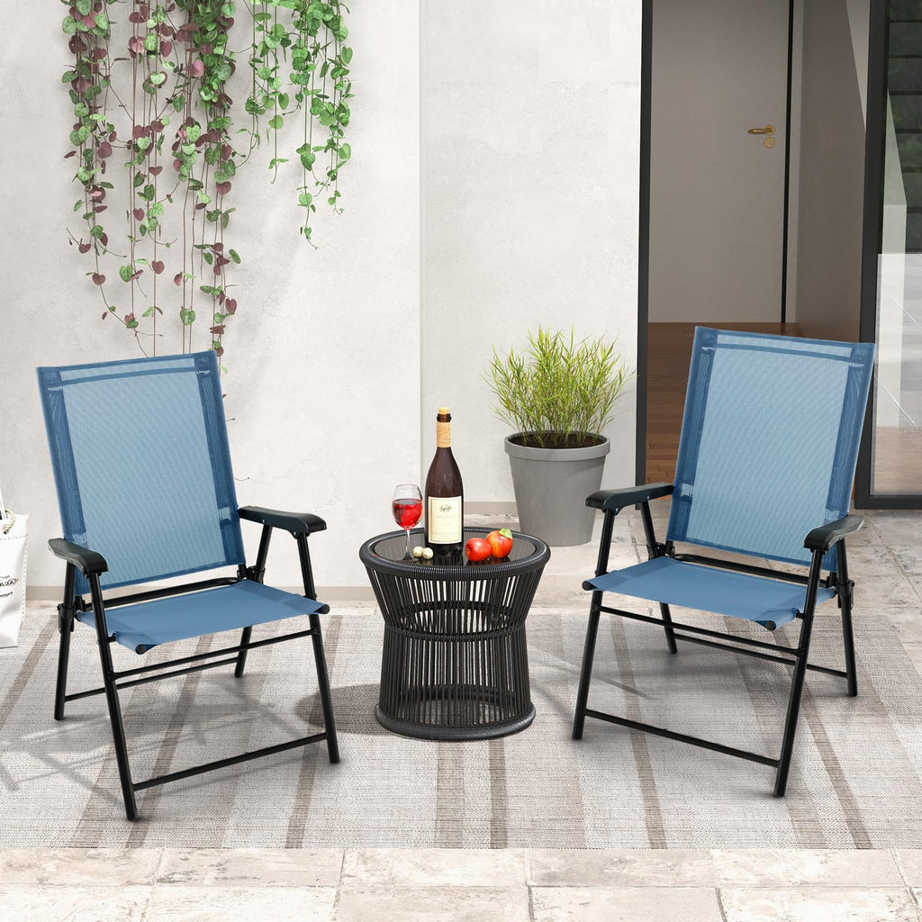 Blue Set of 2 Folding Sling Chairs D16011