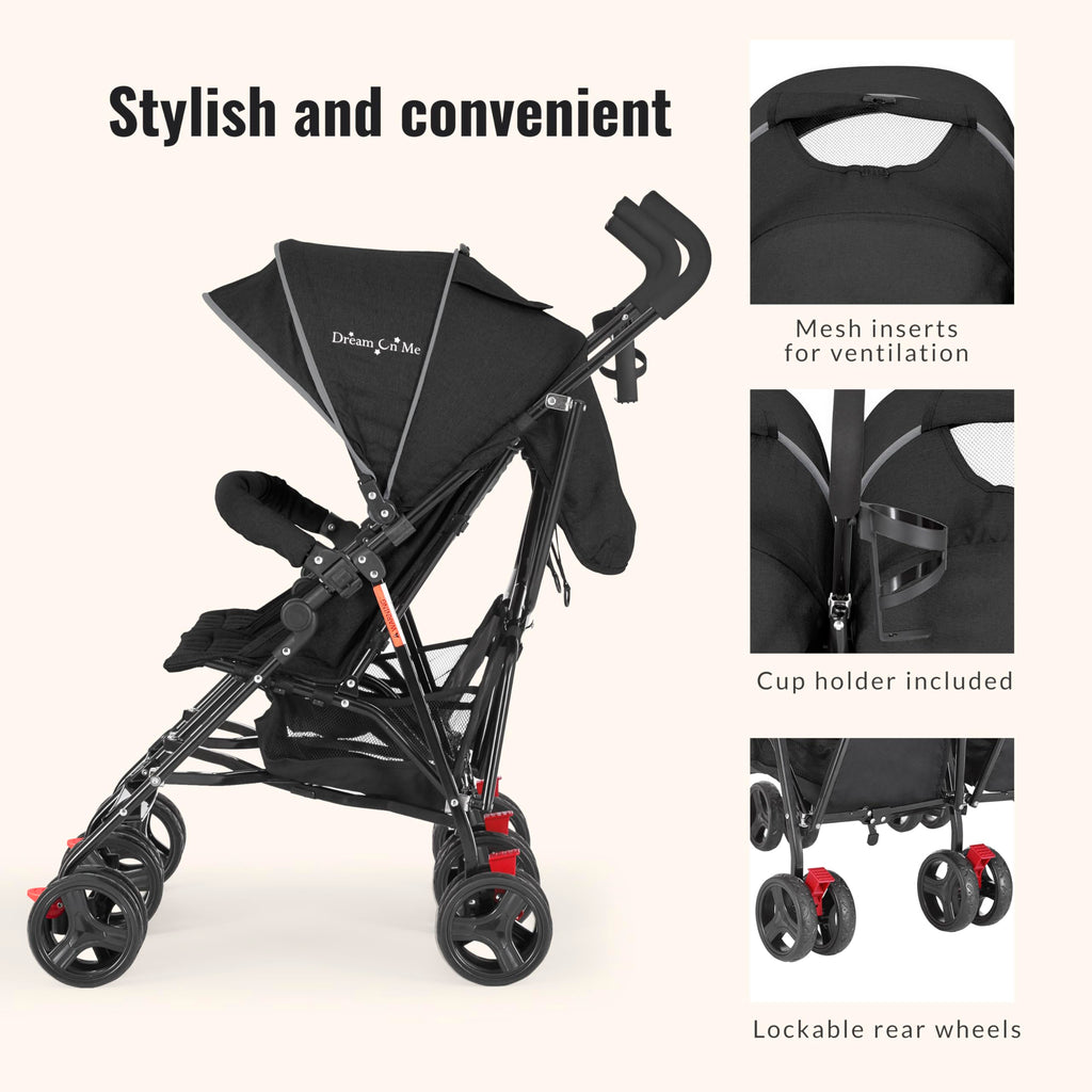 Black Twin Umbrella Toddler Stroller L251