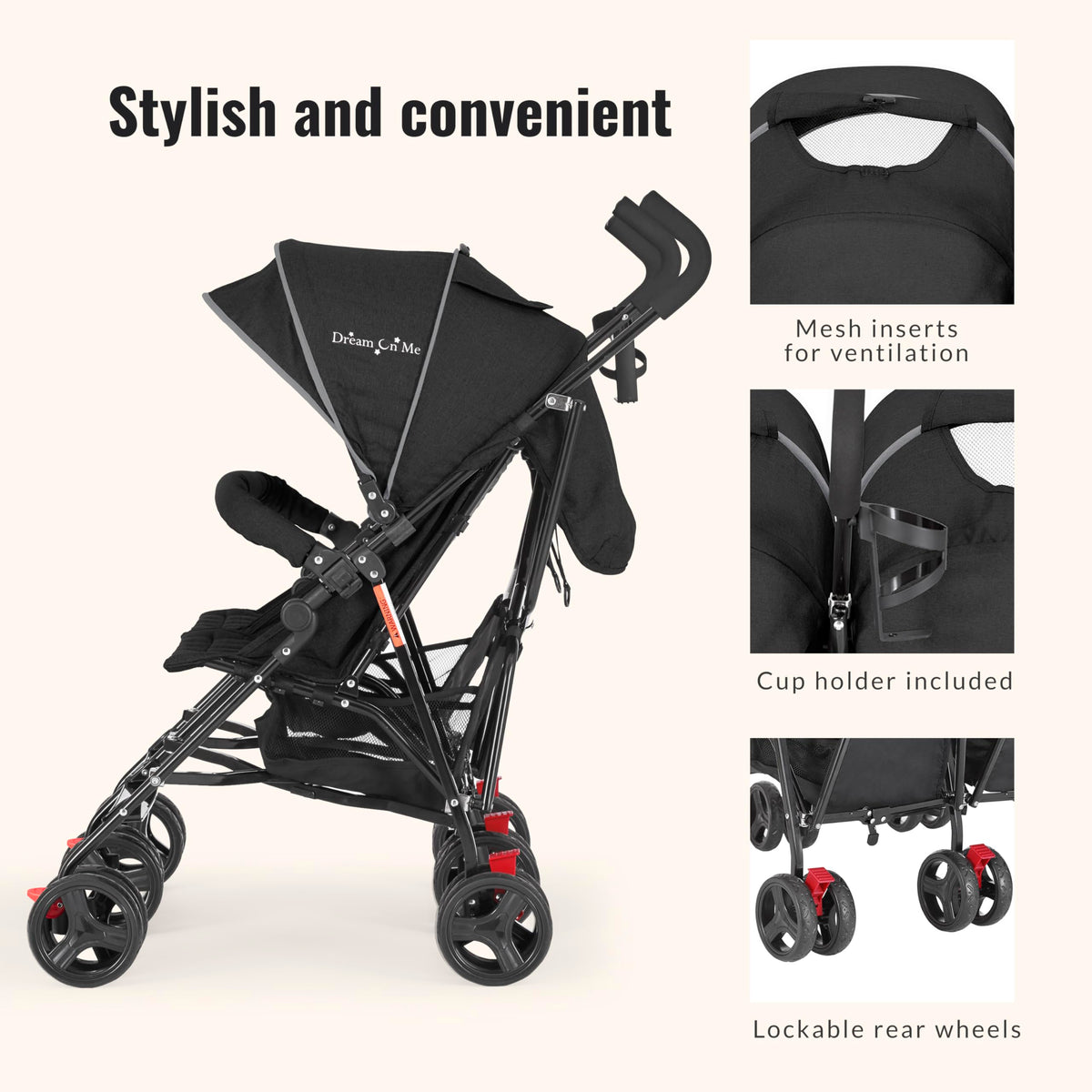 Black Twin Umbrella Toddler Stroller L251