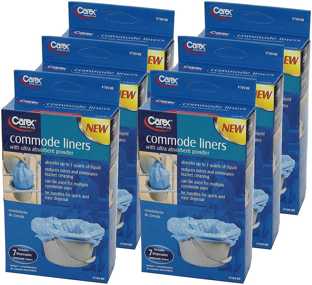 Commode Liners with Absorbent Powder, 7 Count (Pack of 6) B2630