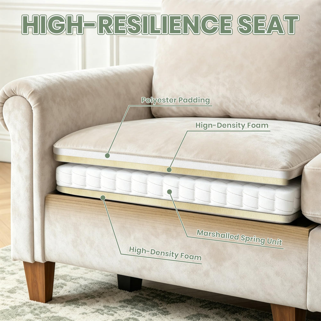 100" L-Shaped Velvet Sectional Sofa with Ottoman I285911