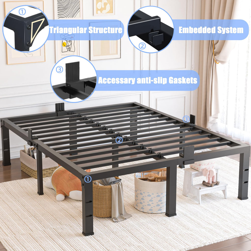 Queen Size 18 inch Heavy Duty Metal Platform Bed Frame P293