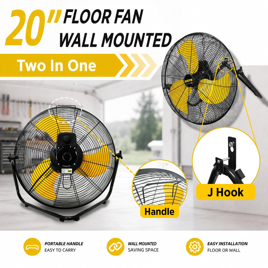 20" 6200 CFM High Velocity Metal Floor Fan B363