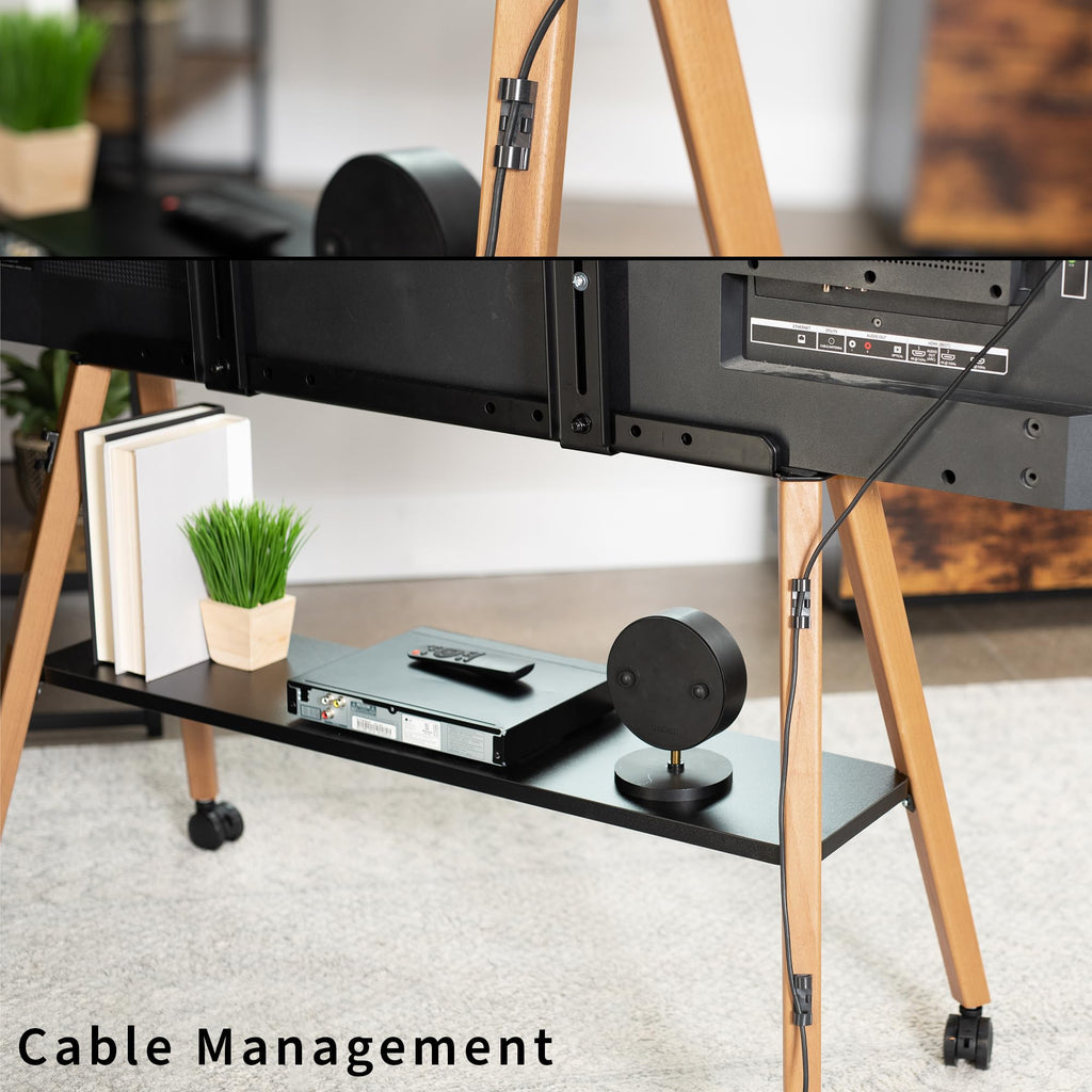 43 to 75 inch Adjustable Mobile TV Stand with Walnut Legs D630990