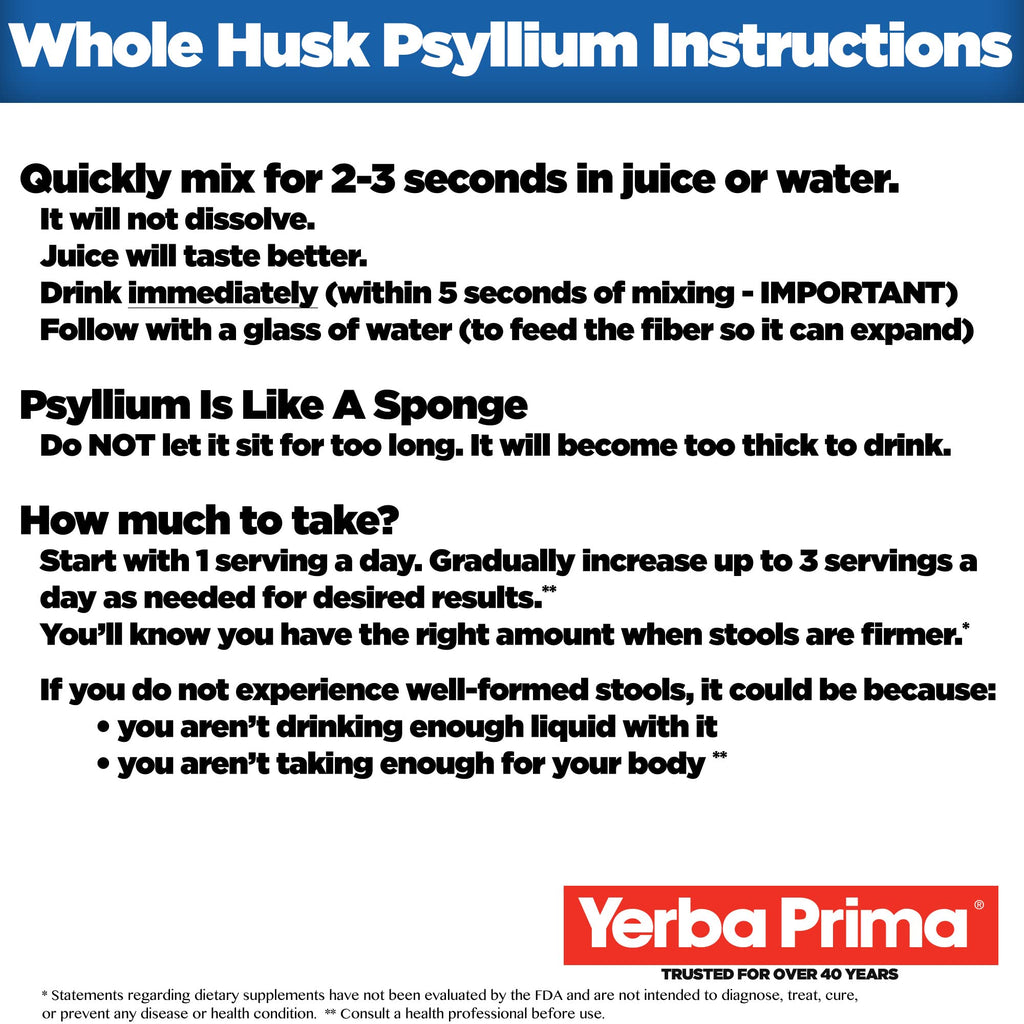 12 oz Psyllium Whole Husks Dietary Fiber O3622