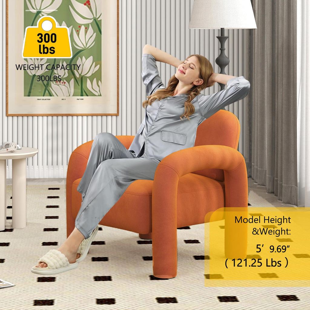 Orange Velvet Tufted Accent Chair D585
