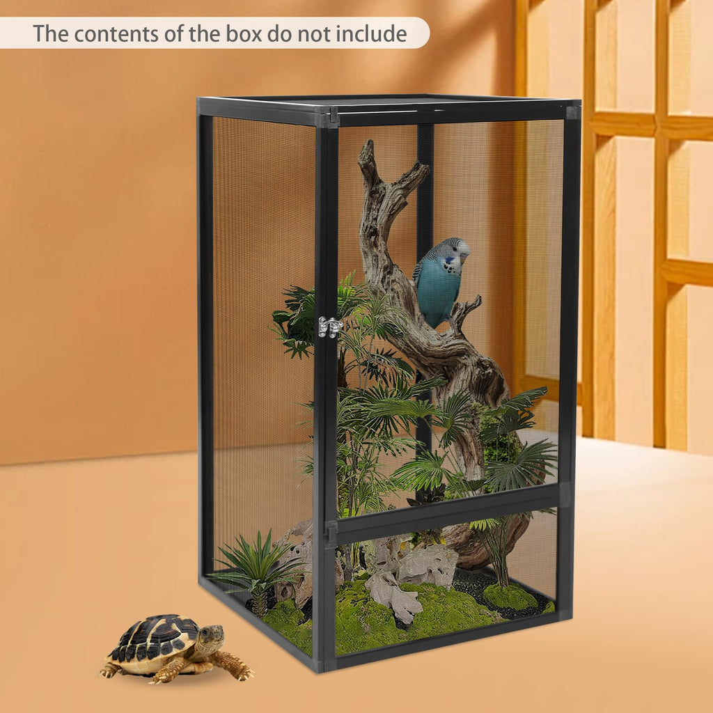 17.7"x17.7"x31.5" Foldable Aluminum Alloy Mesh Reptile Terrarium Y23633