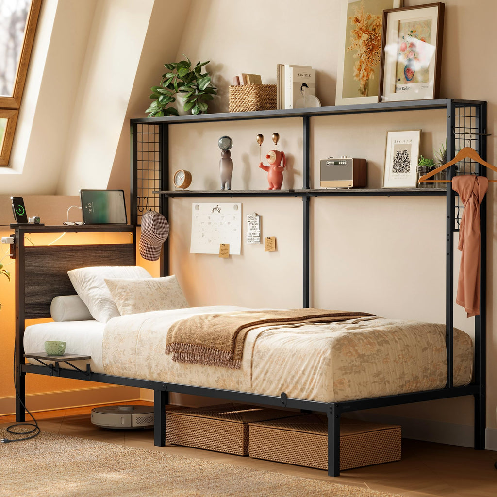 Twin Size Metal Bed Frame with Headboard K428