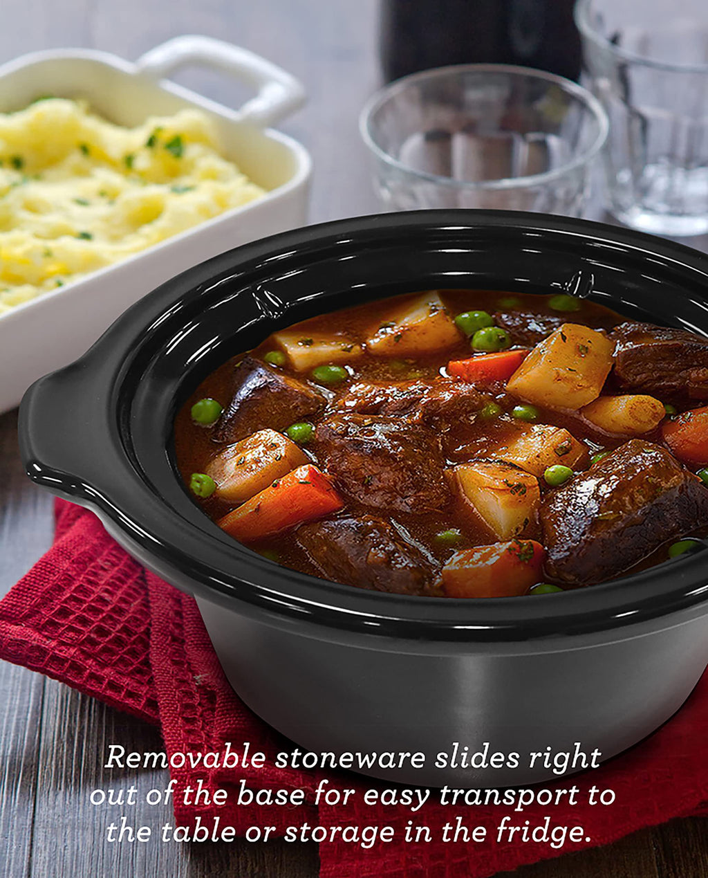 Electric Oval Slow Cooker, 2 Qt, Metallic Red R46344