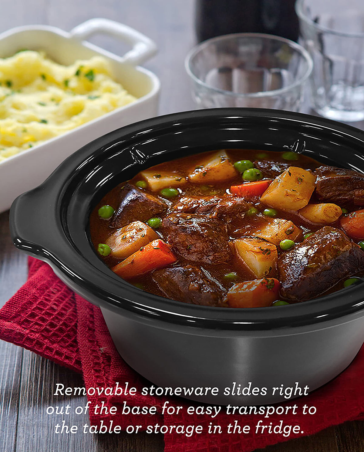 Electric Oval Slow Cooker, 2 Qt, Metallic Red R46344