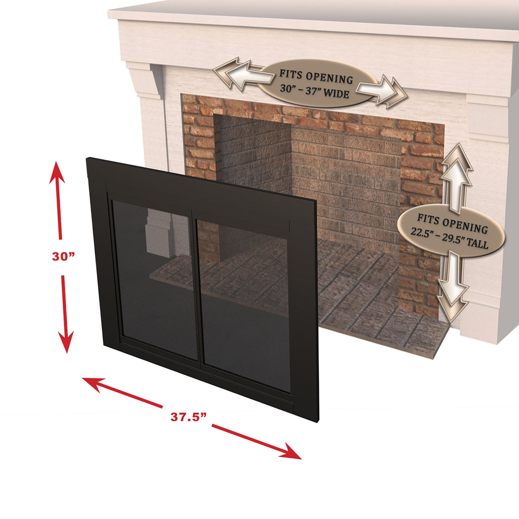 Black Small Fireplace Glass Door E220196