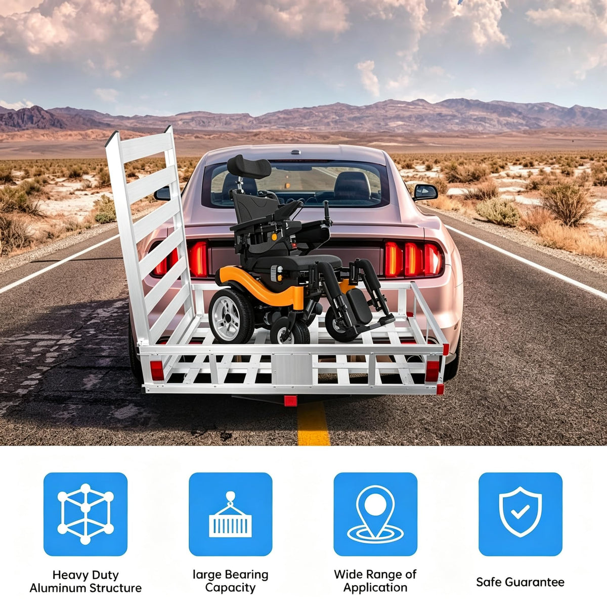 48"x29.5" Aluminum Wheelchair Scooter Mobility Carrier R880
