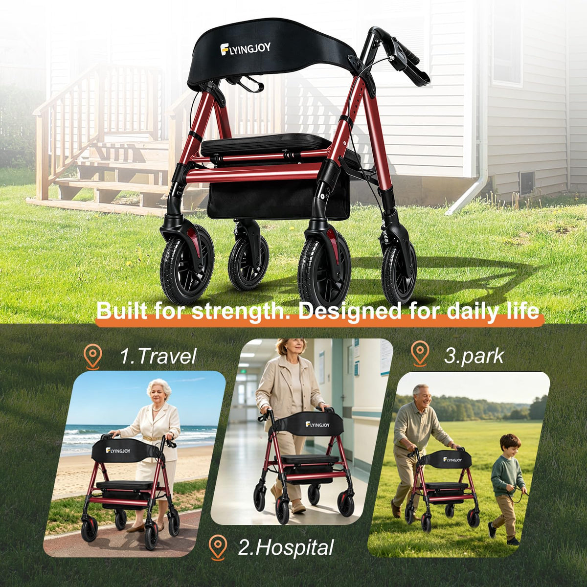 Heavy-Duty Bariatric Rollator Walker with Seat T529516