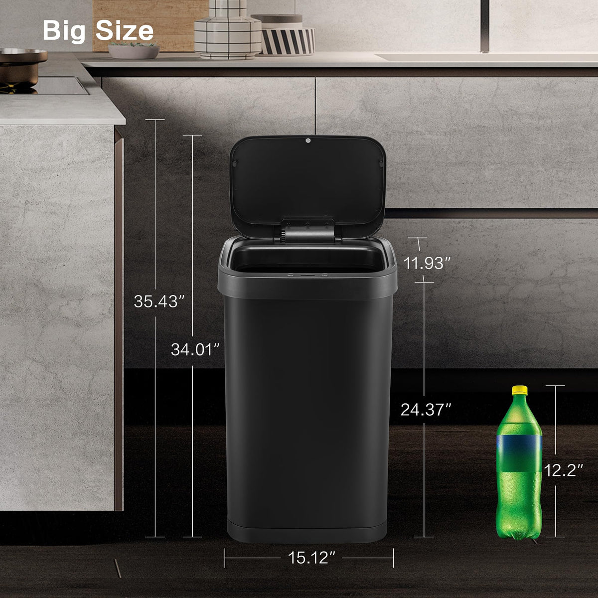 13 Gallon Touchless Stainless Steel Trash Can O86477