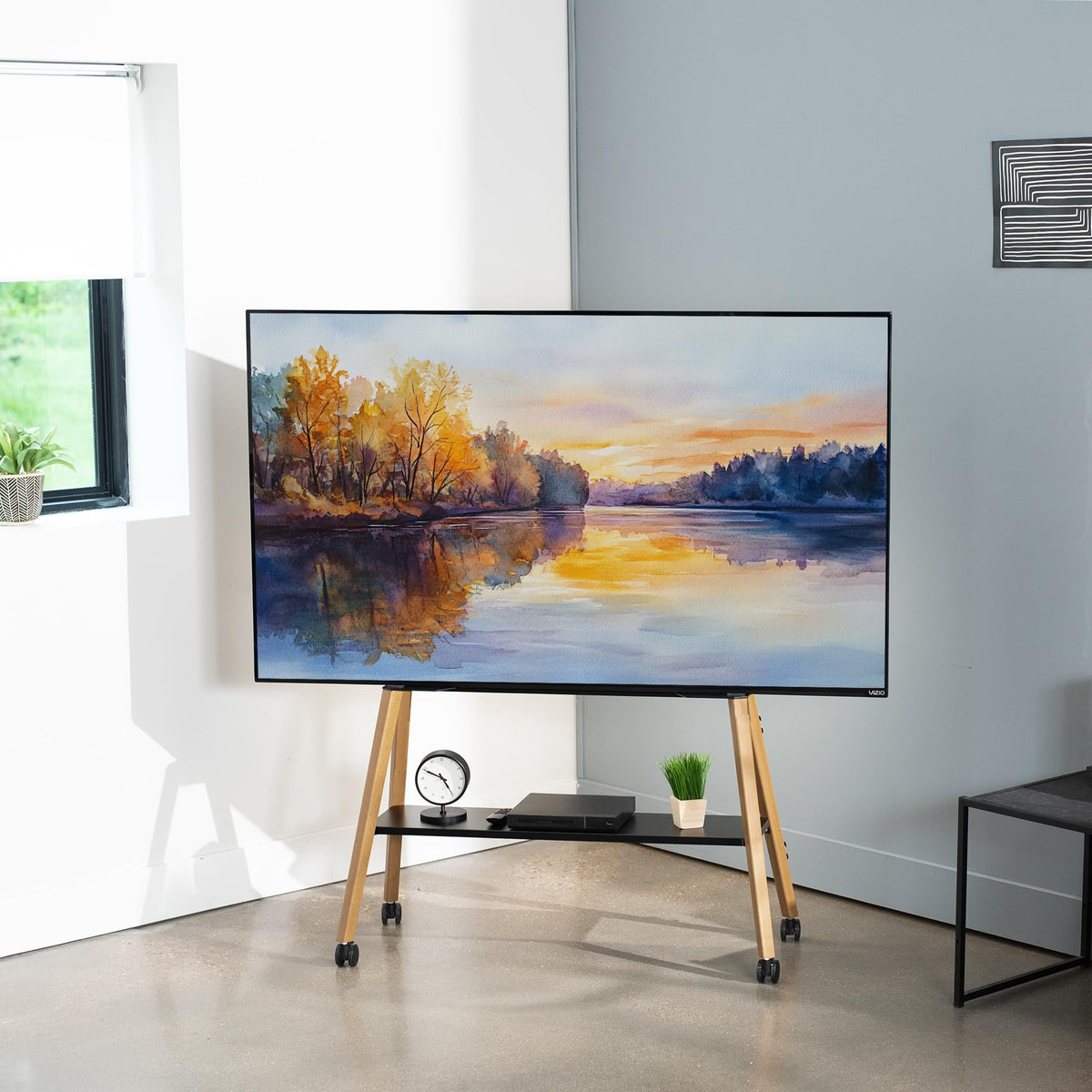43 to 75 inch Adjustable Mobile TV Stand with Walnut Legs D630990
