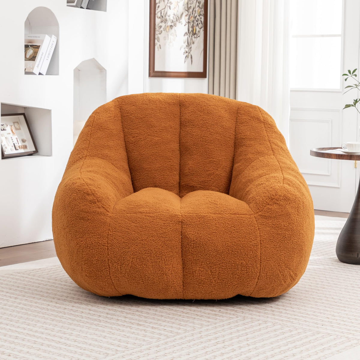 Yellow Tufted Memory Foam Bean Bag Chair J472576