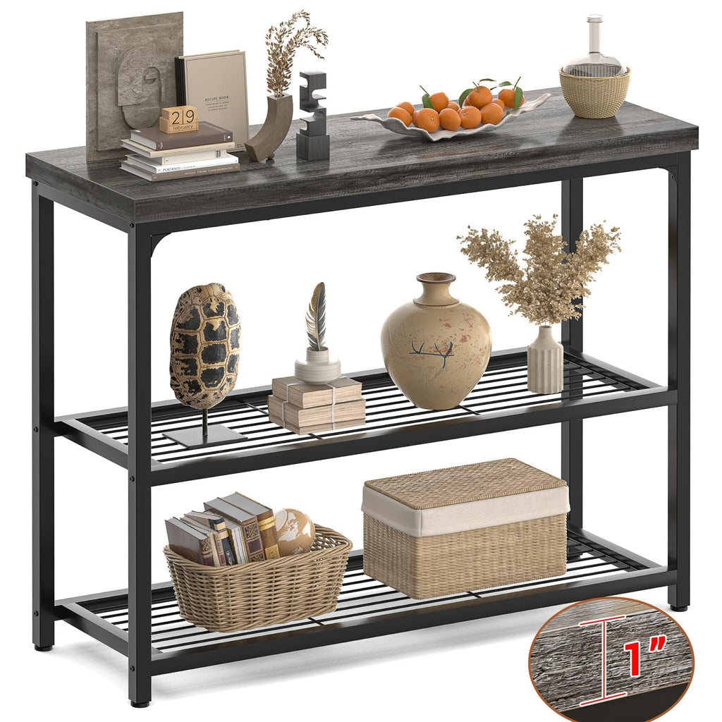 32" 3-Tier Oak Grey Console Table P421440