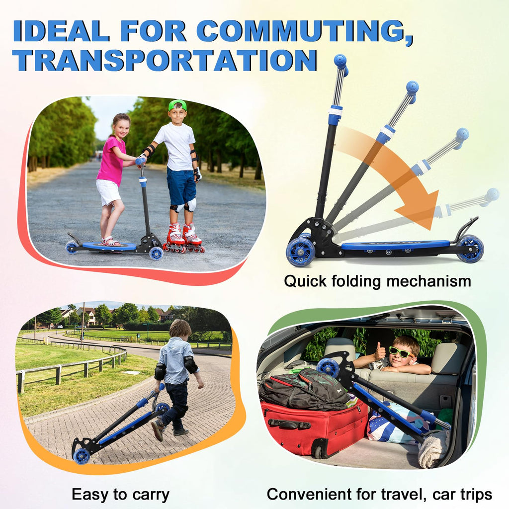 Light up 3 Wheels Folding Kick Scooter with Adjustable Handlebar C910