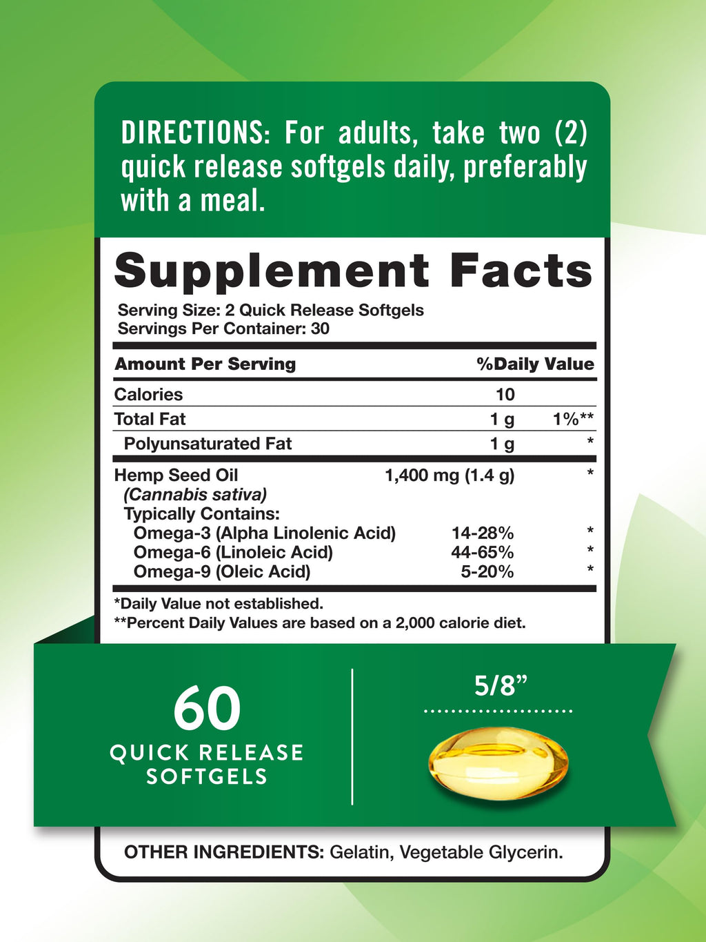 Hemp Oil Softgels 1400mg 60 Count T28204