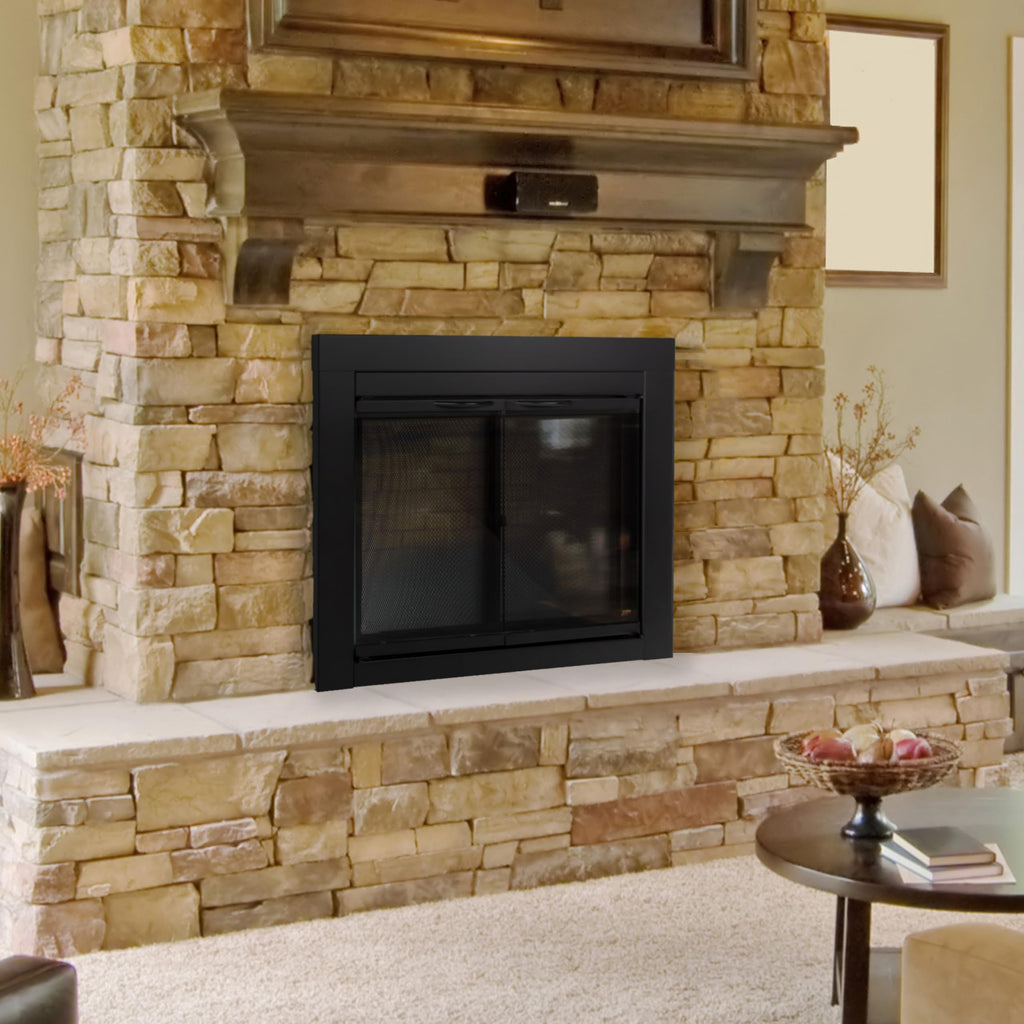Black Small Fireplace Glass Door E220196