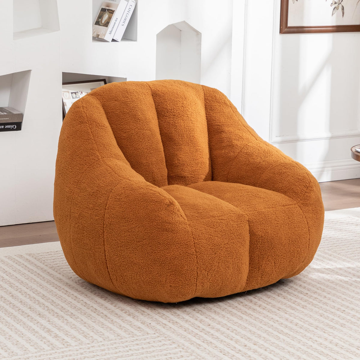 Yellow Tufted Memory Foam Bean Bag Chair J472576