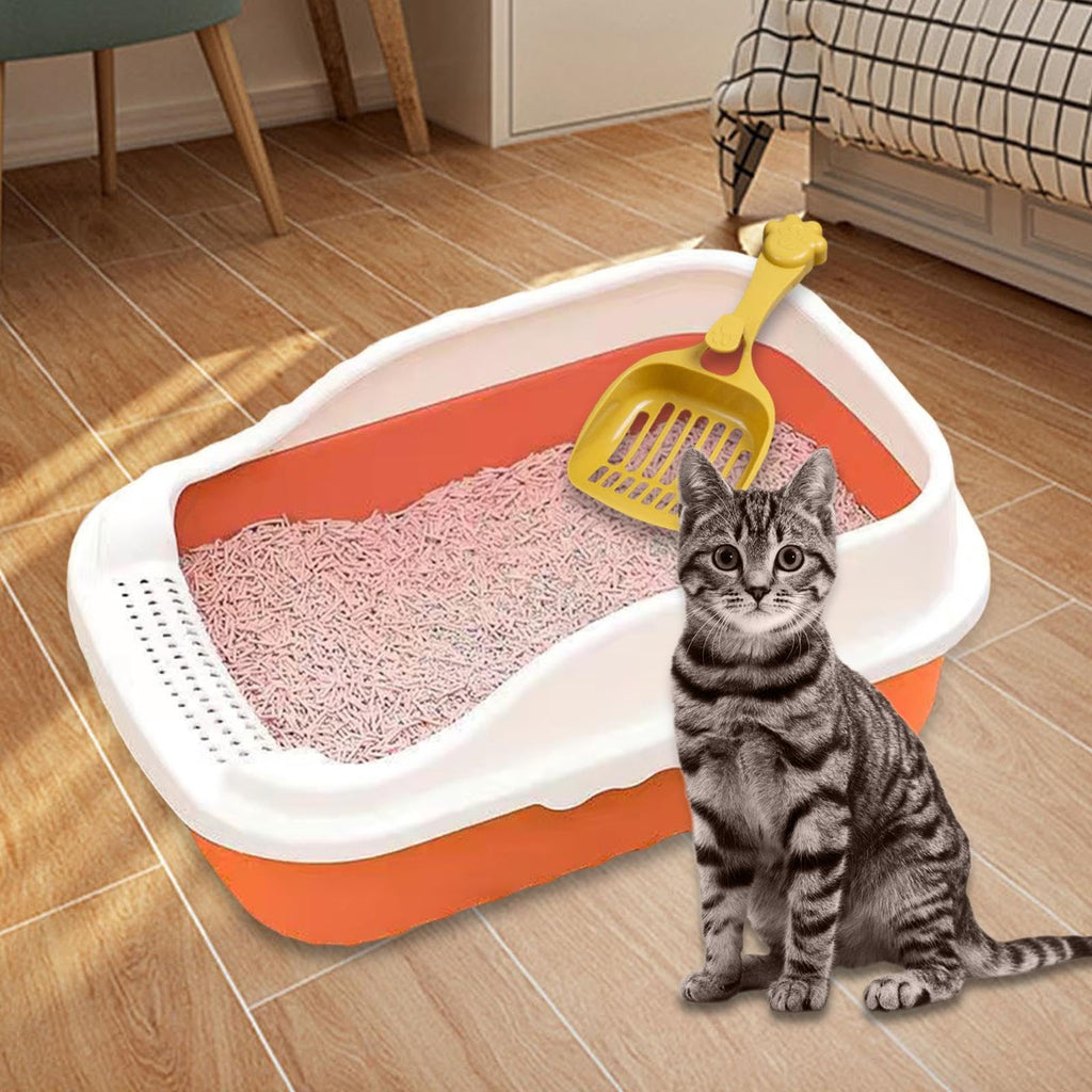 Orange Cat Litter Box with Sifting Spoon Y76840