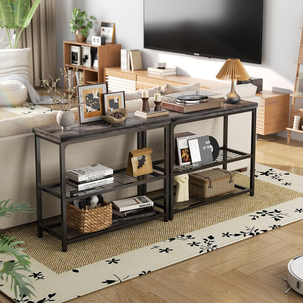 32" 3-Tier Oak Grey Console Table P421440