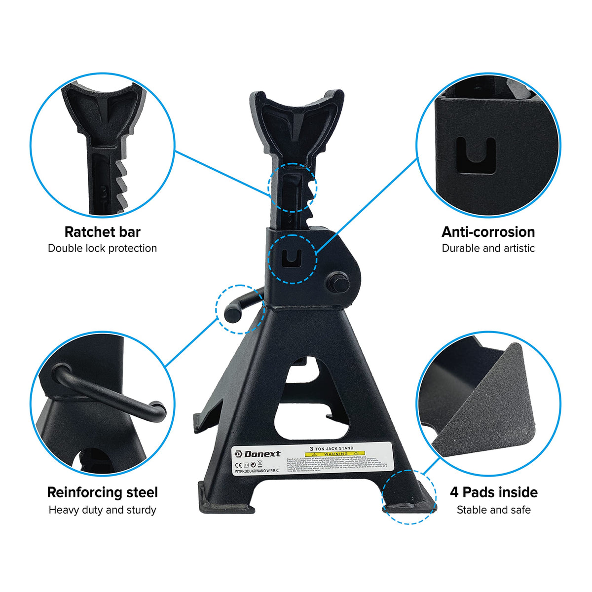 2.5 Ton Steel Floor Jack and 3 Ton Black Jack Stands X58081