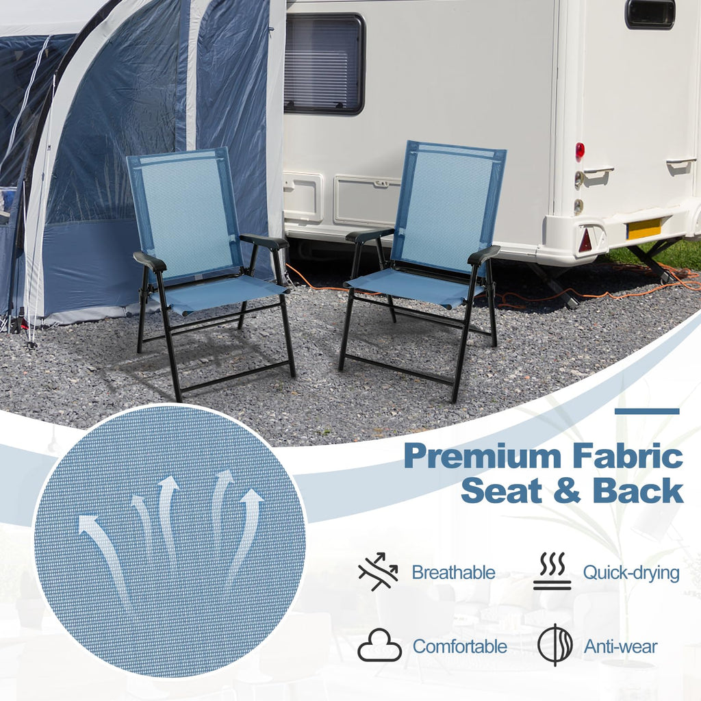 Blue Set of 2 Folding Sling Chairs D16011