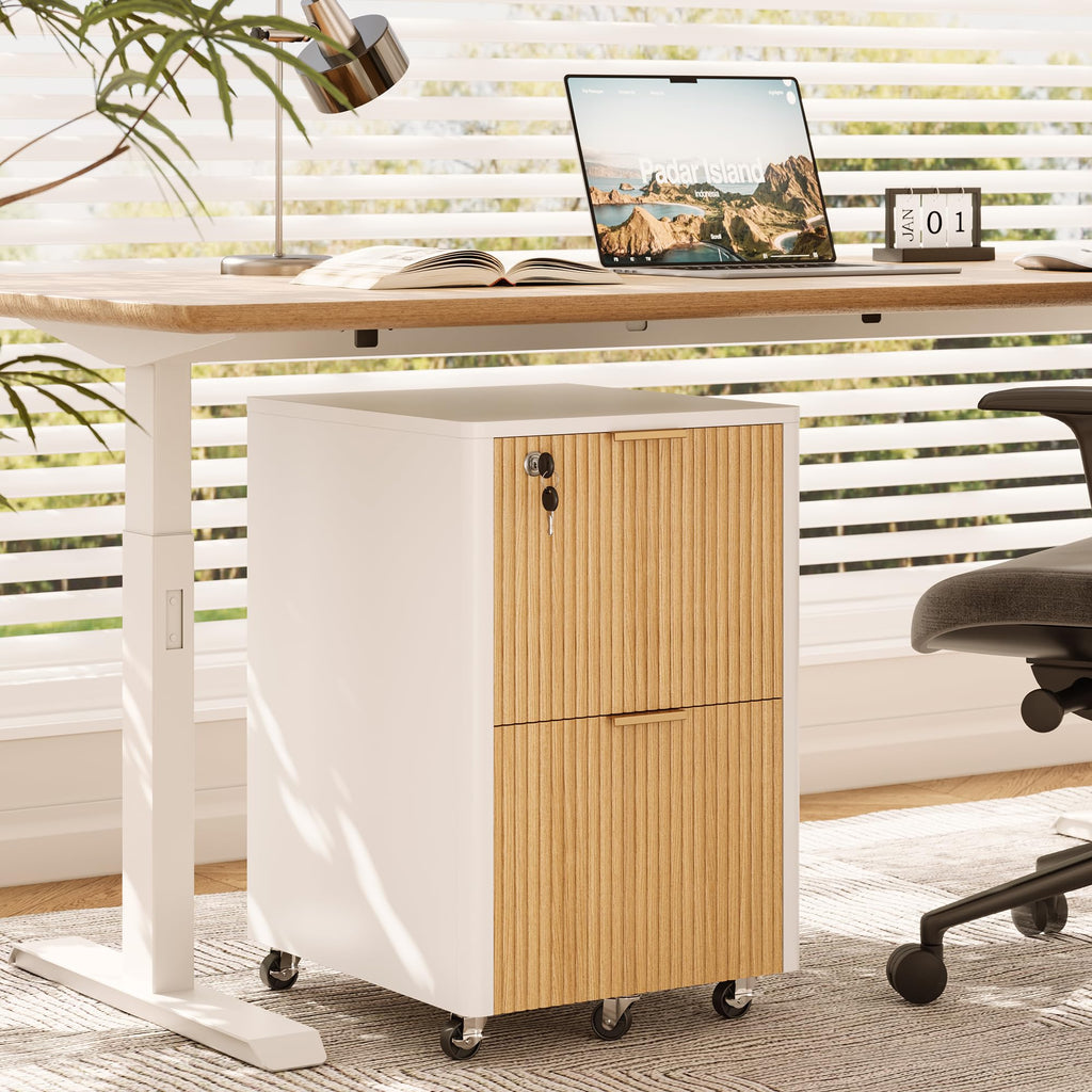 2 Drawer Wooden Mobile File Cabinet with Lock D593988