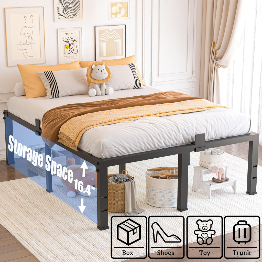 Queen Size 18 inch Heavy Duty Metal Platform Bed Frame P293