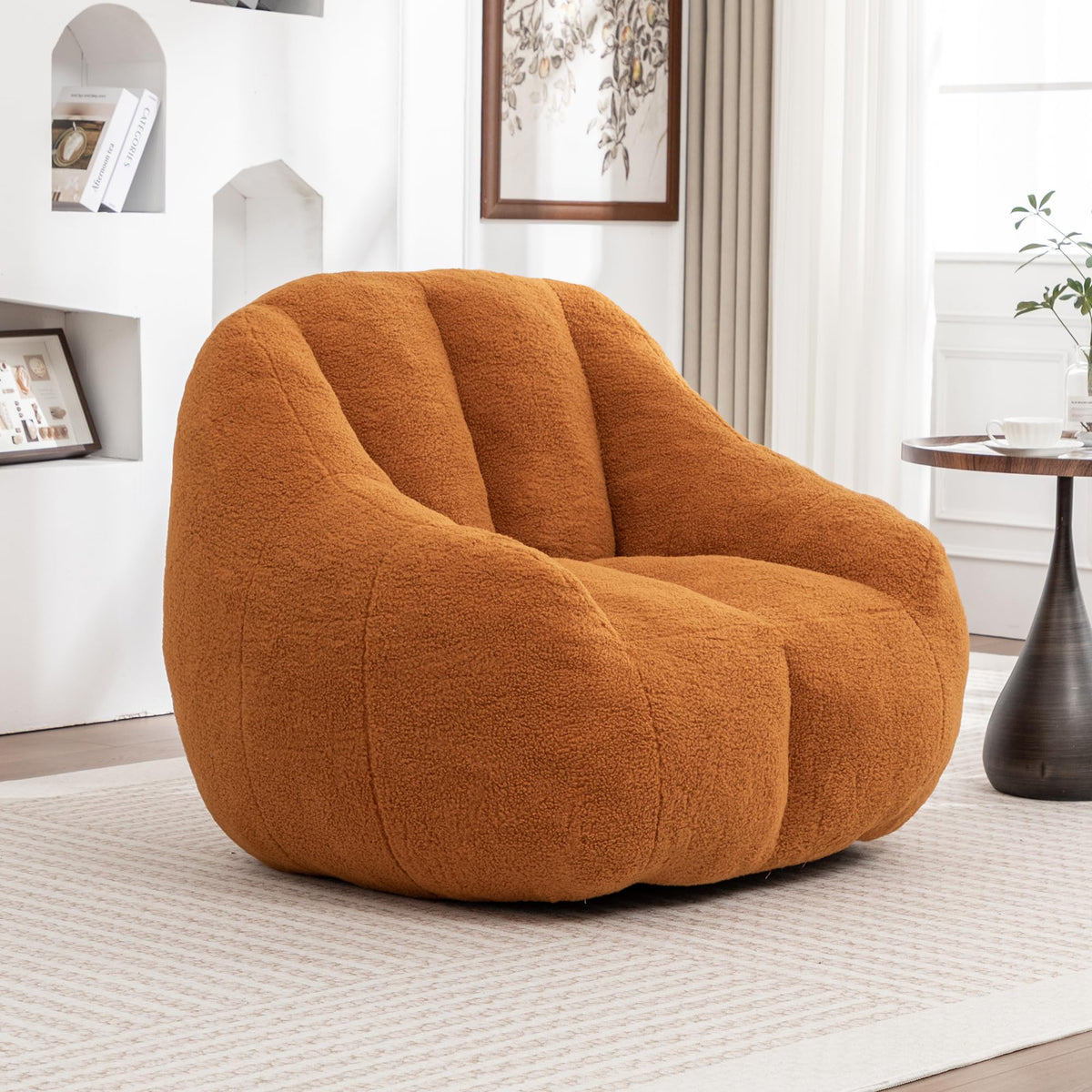 Yellow Tufted Memory Foam Bean Bag Chair J472576