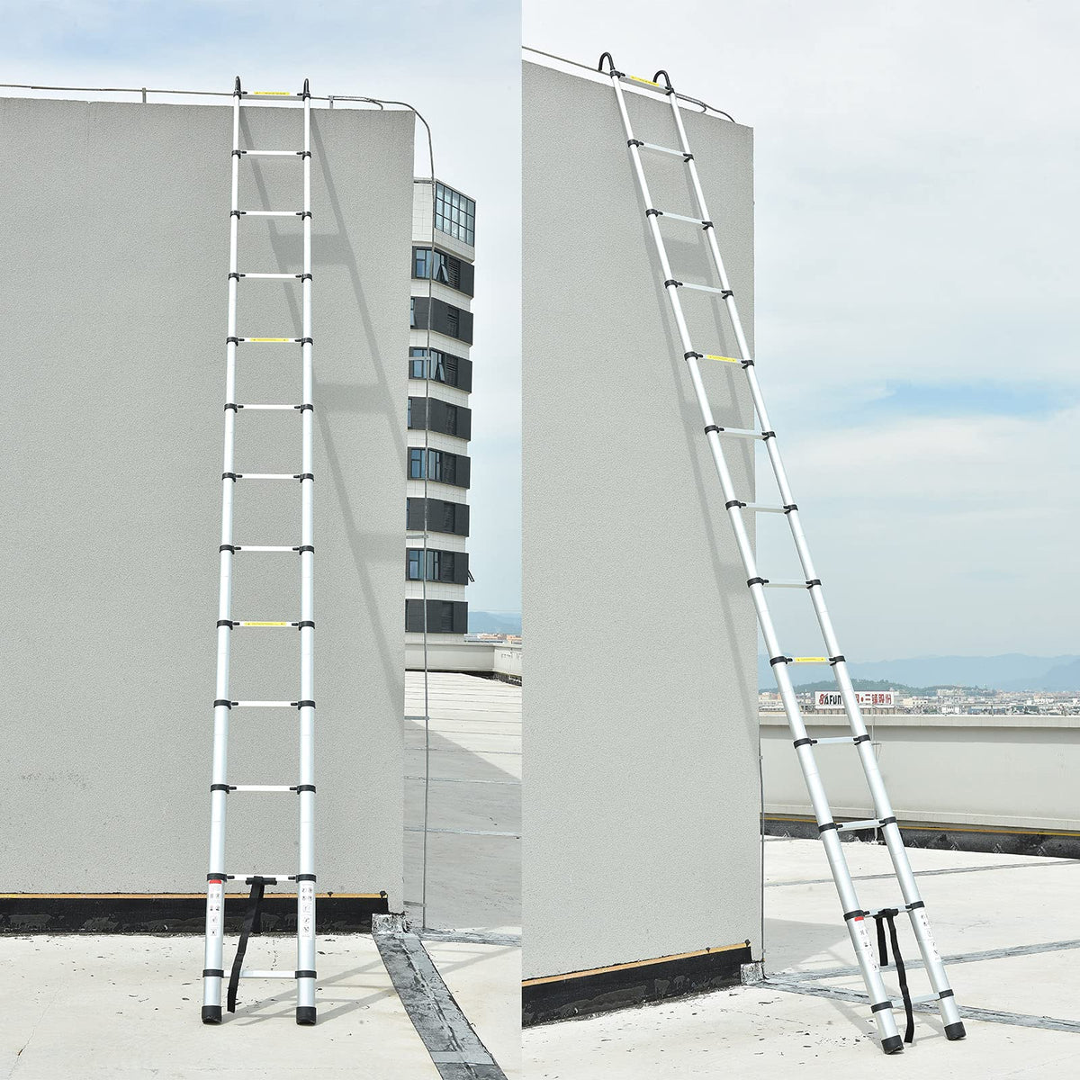 20.5FT Aluminum Telescoping Ladder with 2 Detachable Hooks T65929