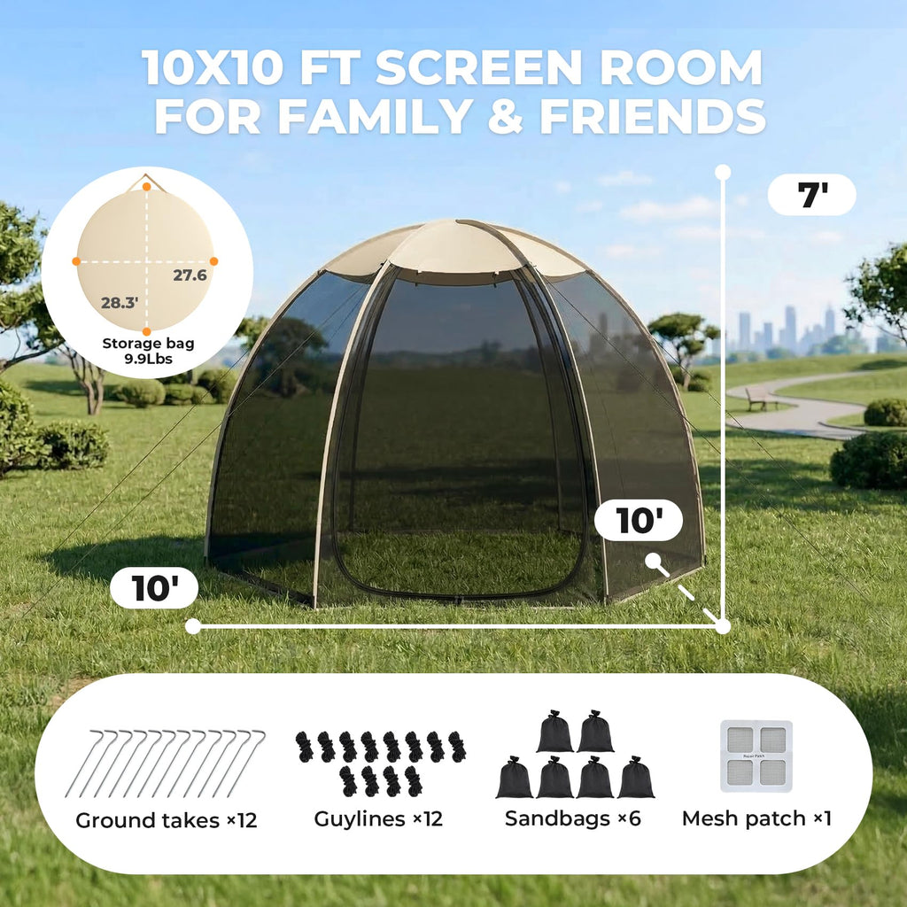 10 x 10 FT Pop Up Mesh Screen House Tent A9117