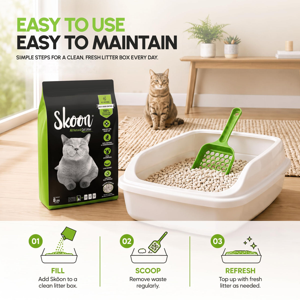 All Natural Unscented Cat Litter, 8 lbs E7565
