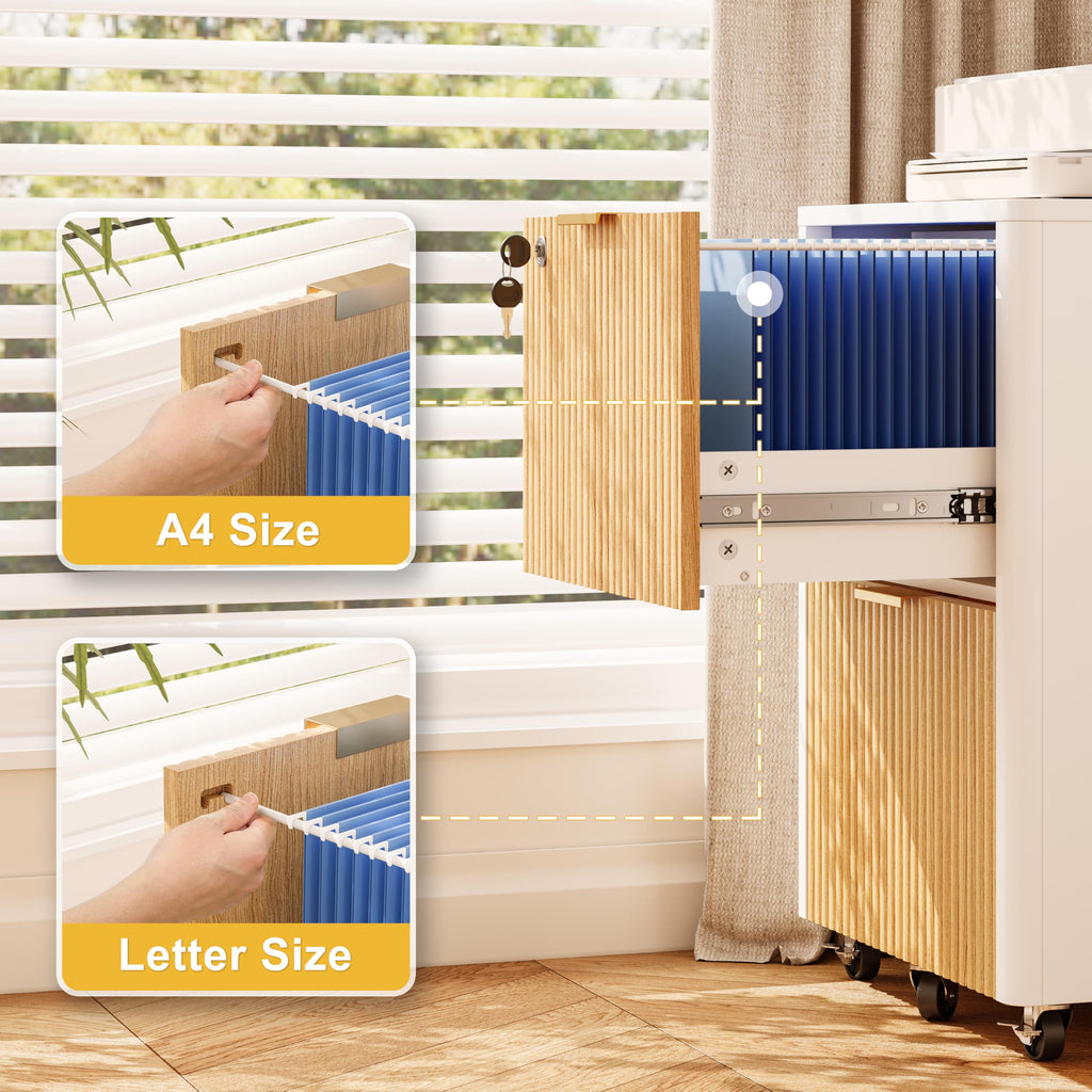 2 Drawer Wooden Mobile File Cabinet with Lock D593988
